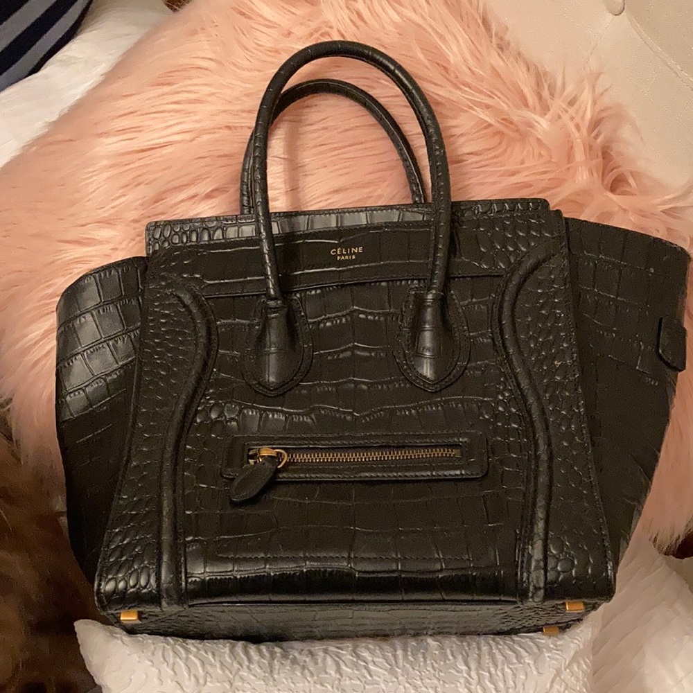 Faux crocodile snakeskin bag